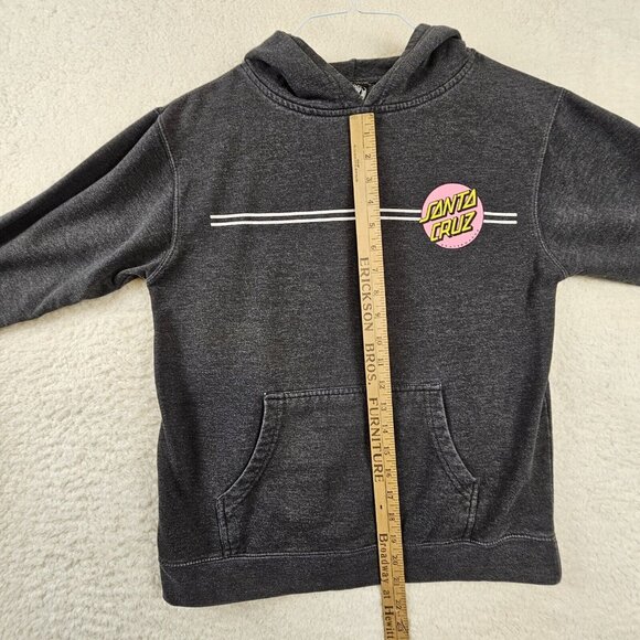Santa Cruz Sweatshirt Women's Large Faded Black Hoodie Double Sided Pink Logo - Picture 4 of 13